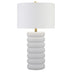 25" White Ceramic Table Lamp With White Drum Shade - Minihomy