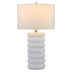 25" White Ceramic Table Lamp With White Drum Shade - Minihomy