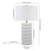 25" White Ceramic Table Lamp With White Drum Shade - Minihomy