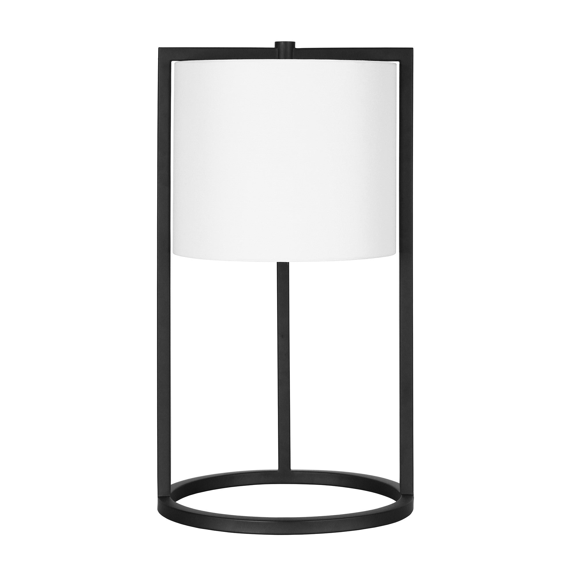 22" Black Metal Table Lamp With White Drum Shade - Minihomy