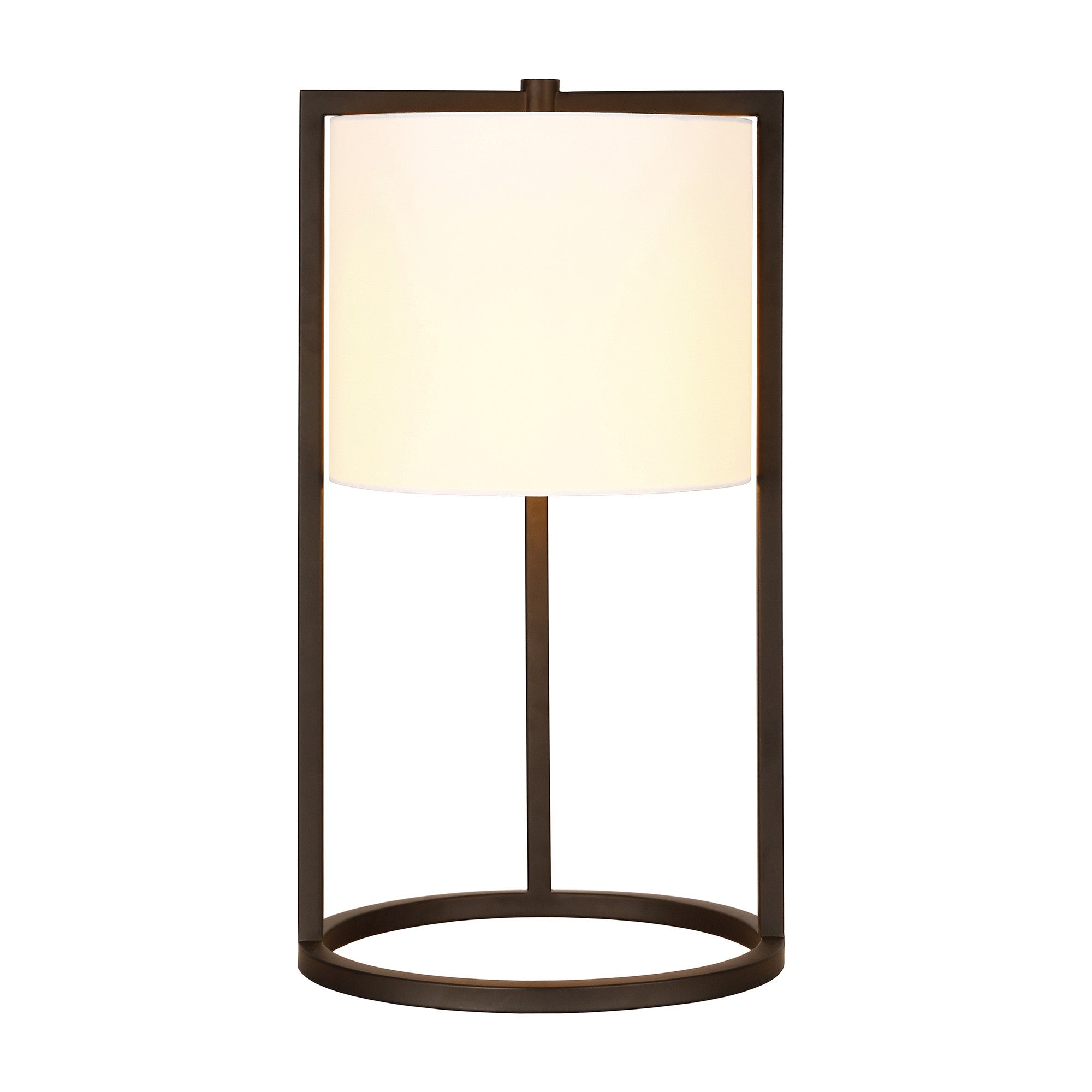 22" Black Metal Table Lamp With White Drum Shade - Minihomy