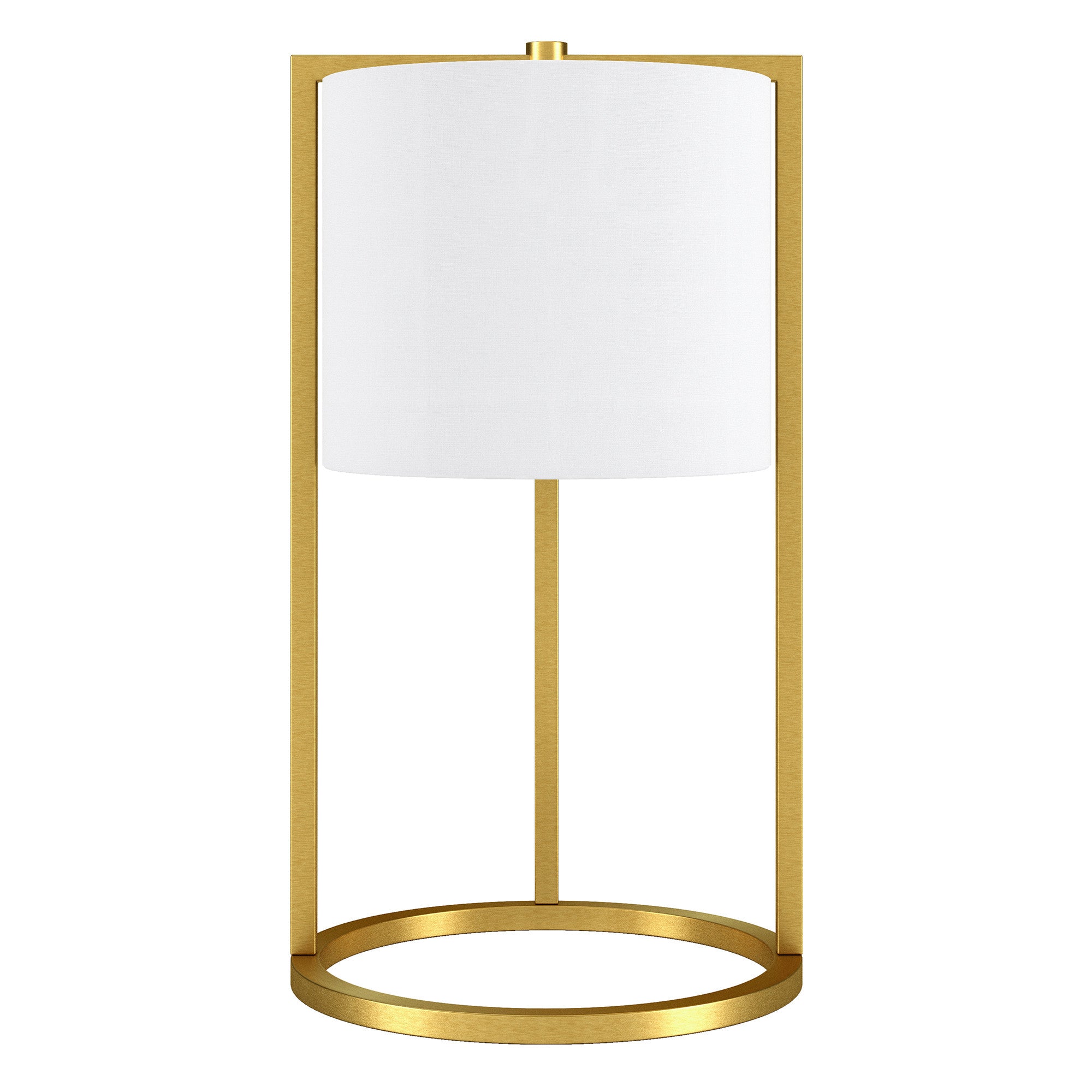 22" Brass Metal Table Lamp With White Drum Shade - Minihomy