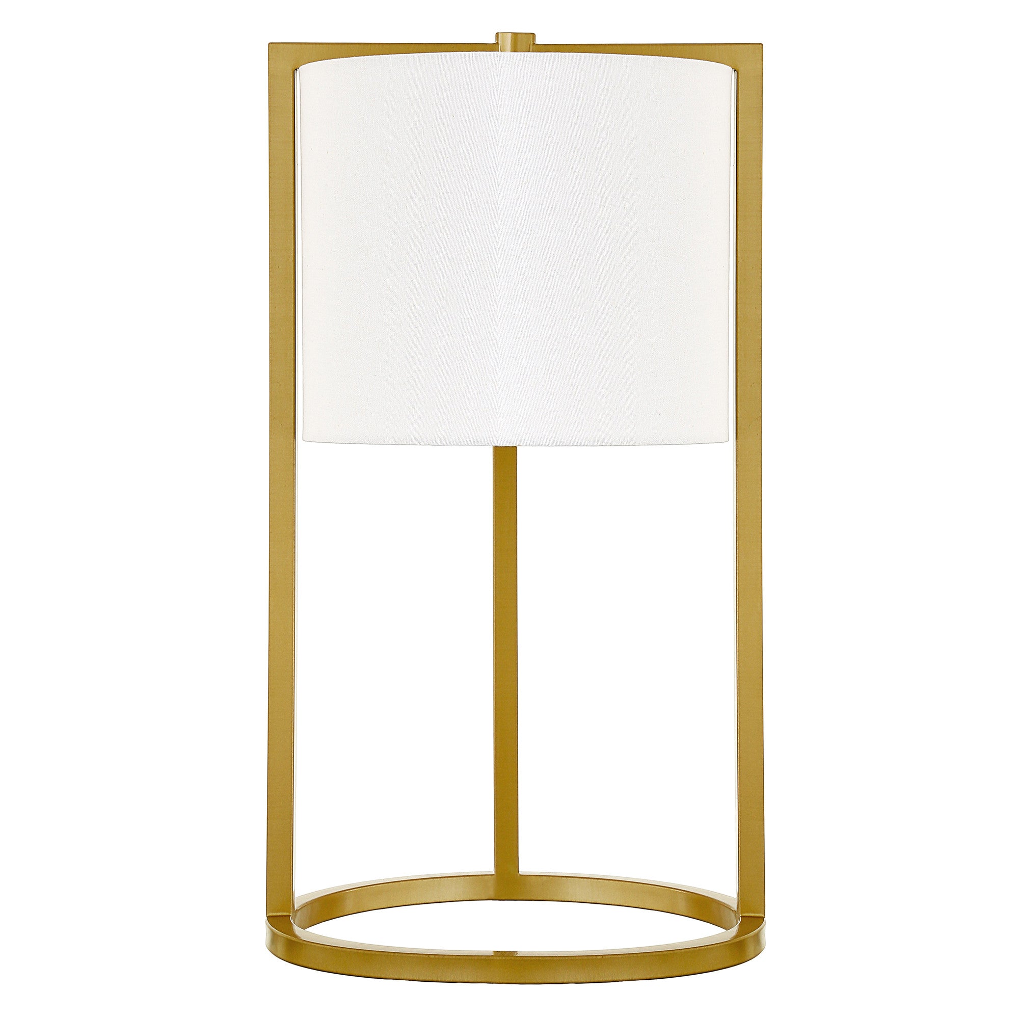 22" Brass Metal Table Lamp With White Drum Shade - Minihomy