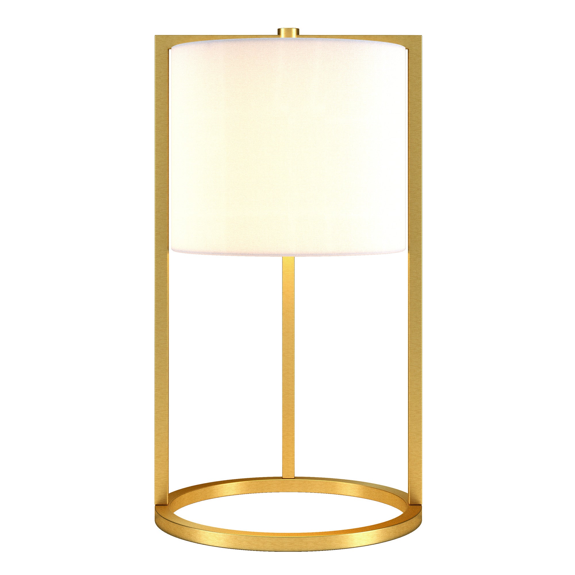 22" Brass Metal Table Lamp With White Drum Shade - Minihomy