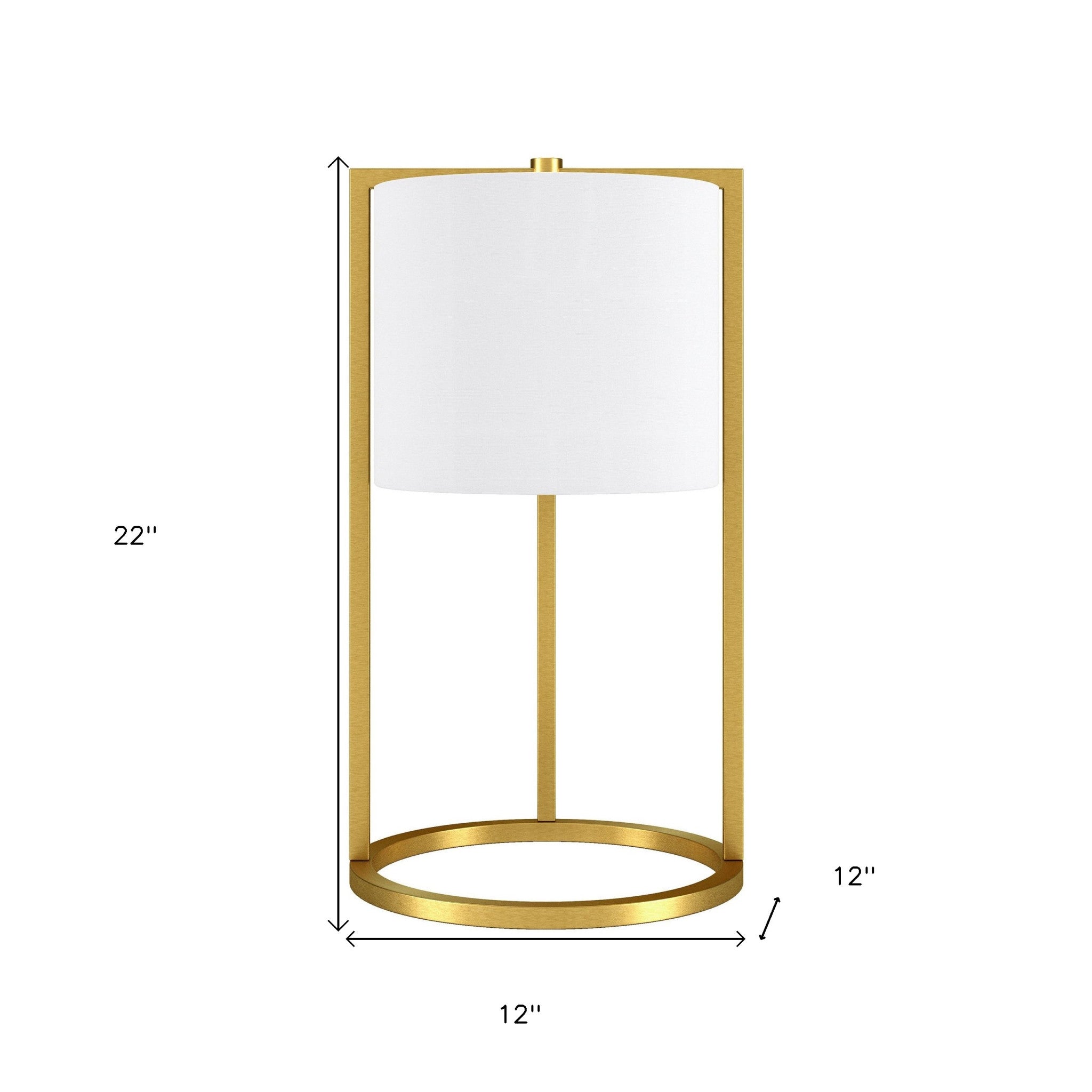 22" Brass Metal Table Lamp With White Drum Shade - Minihomy