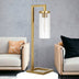 26" Brass Metal Arched Table Lamp With Clear Cylinder Shade - Minihomy