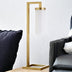 26" Brass Metal Arched Table Lamp With White Cylinder Shade - Minihomy