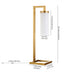 26" Brass Metal Arched Table Lamp With White Cylinder Shade - Minihomy