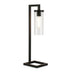 26" Black Metal Arched Table Lamp With Clear Seeded Cylinder Shade - Minihomy