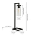 26" Black Metal Arched Table Lamp With Clear Seeded Cylinder Shade - Minihomy