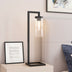 26" Black Metal Arched Table Lamp With Clear Seeded Cylinder Shade - Minihomy