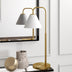 27" Brass Metal Arched Table Lamp With White Cone Shade - Minihomy