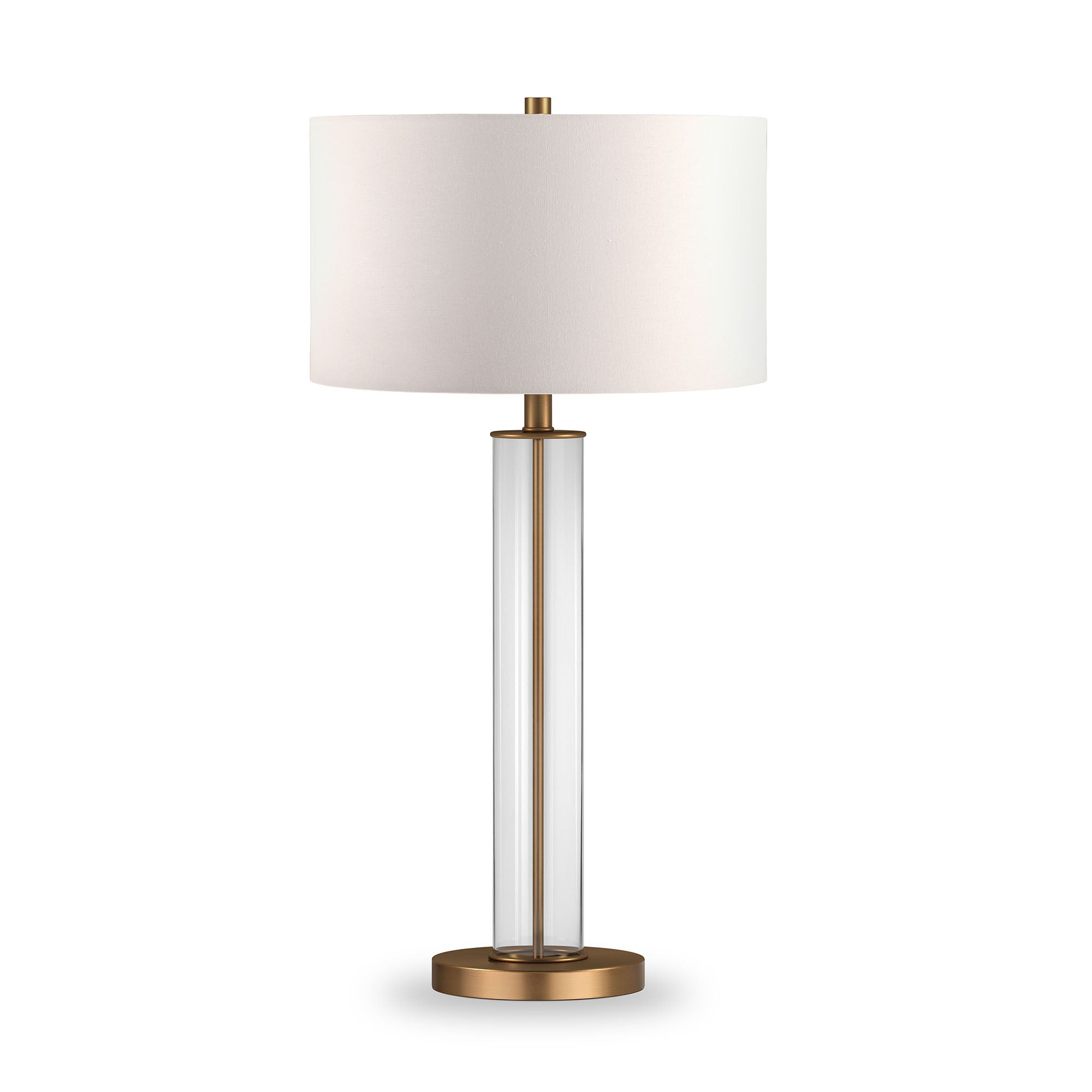 29" Brass Glass Table Lamp With White Drum Shade - Minihomy