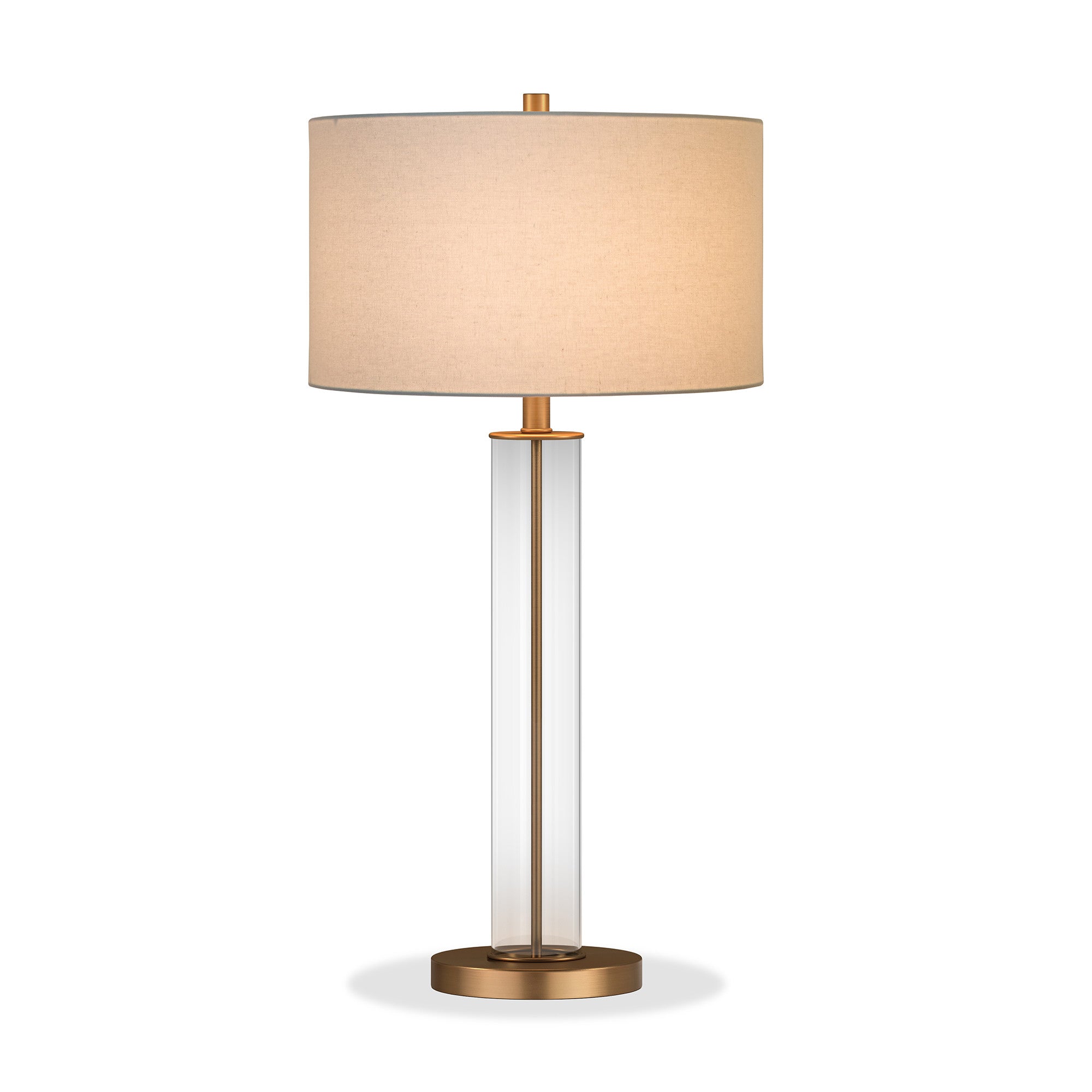 29" Brass Glass Table Lamp With White Drum Shade - Minihomy