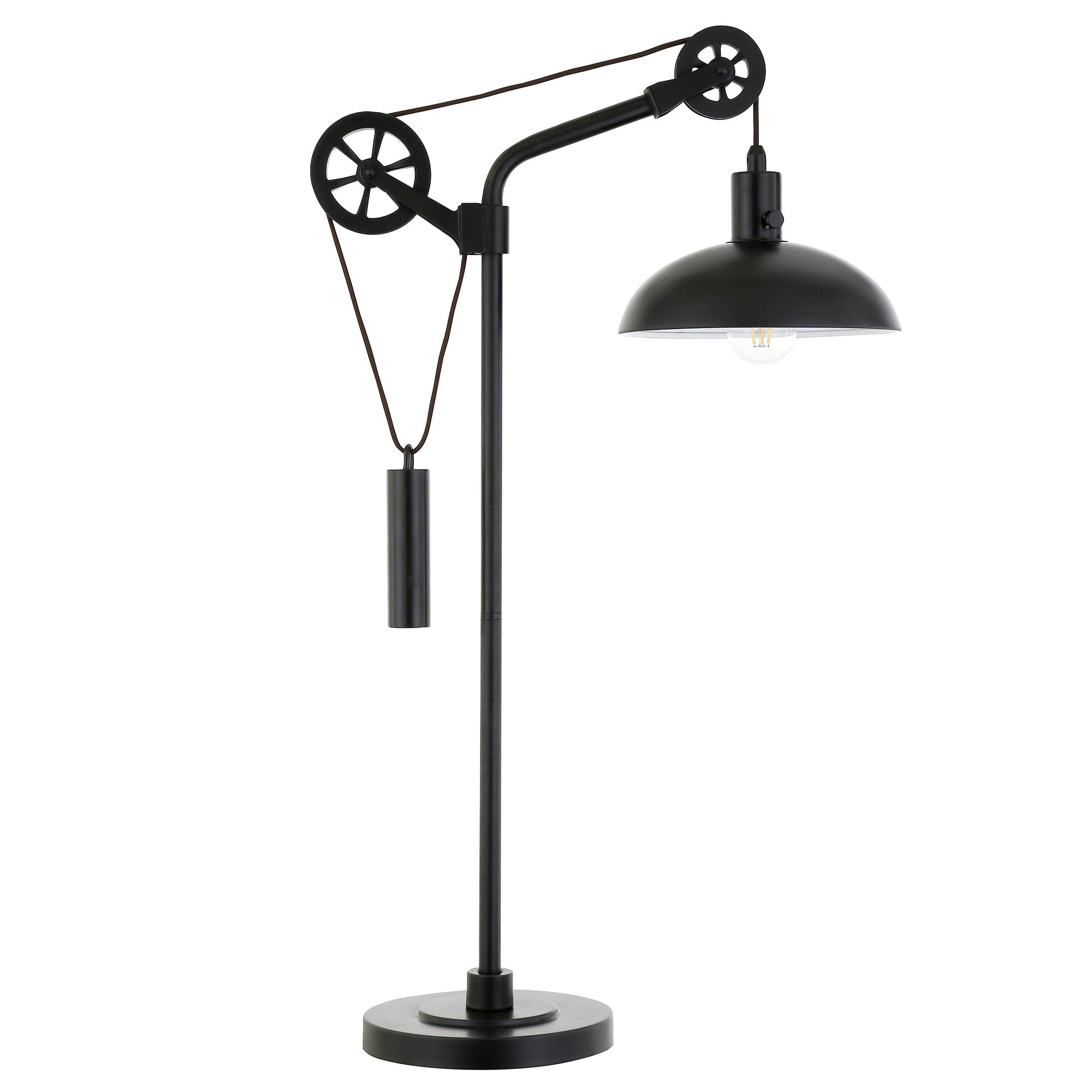 33" Black Metal Adjustable Desk Table Lamp With Black Dome Shade - Minihomy