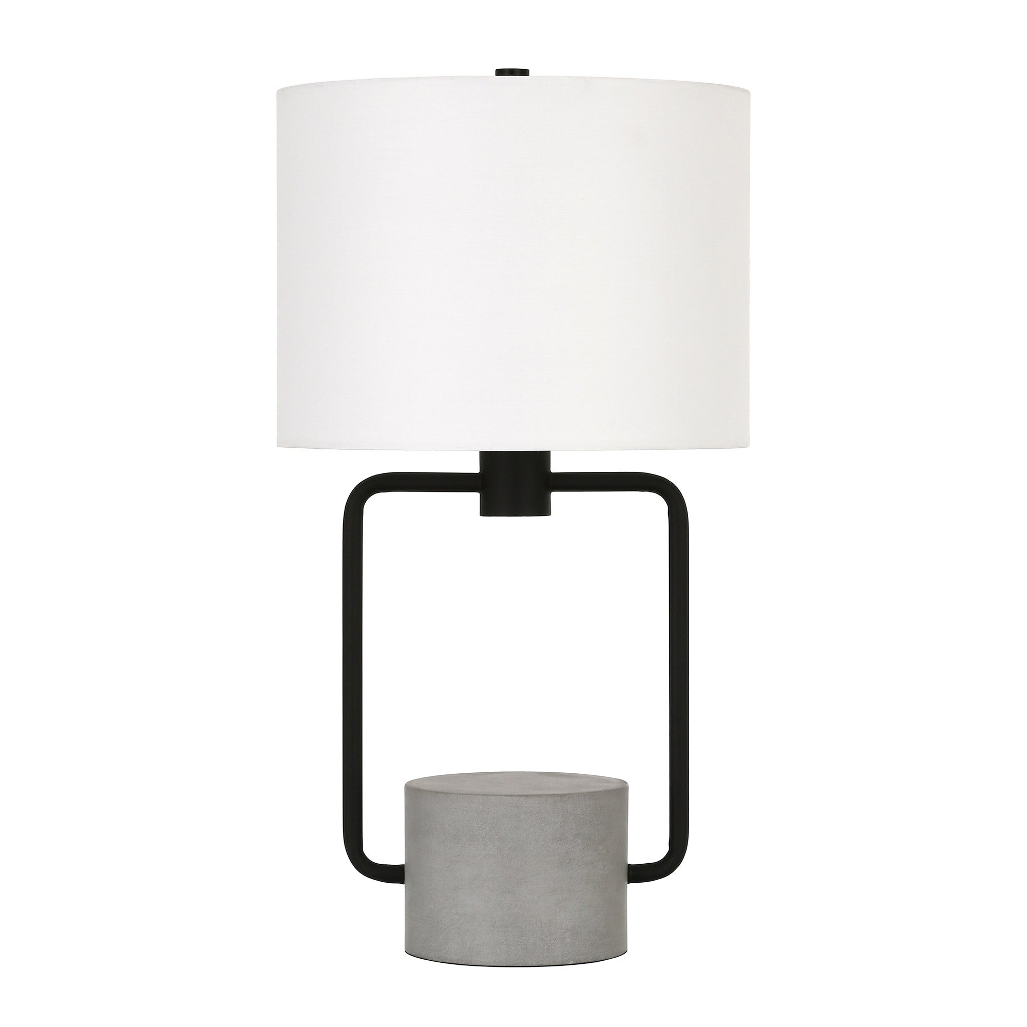 22" Black and Gray Concrete Table Lamp With White Drum Shade - Minihomy