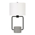 22" Black and Gray Concrete Table Lamp With White Drum Shade - Minihomy