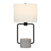 22" Black and Gray Concrete Table Lamp With White Drum Shade - Minihomy