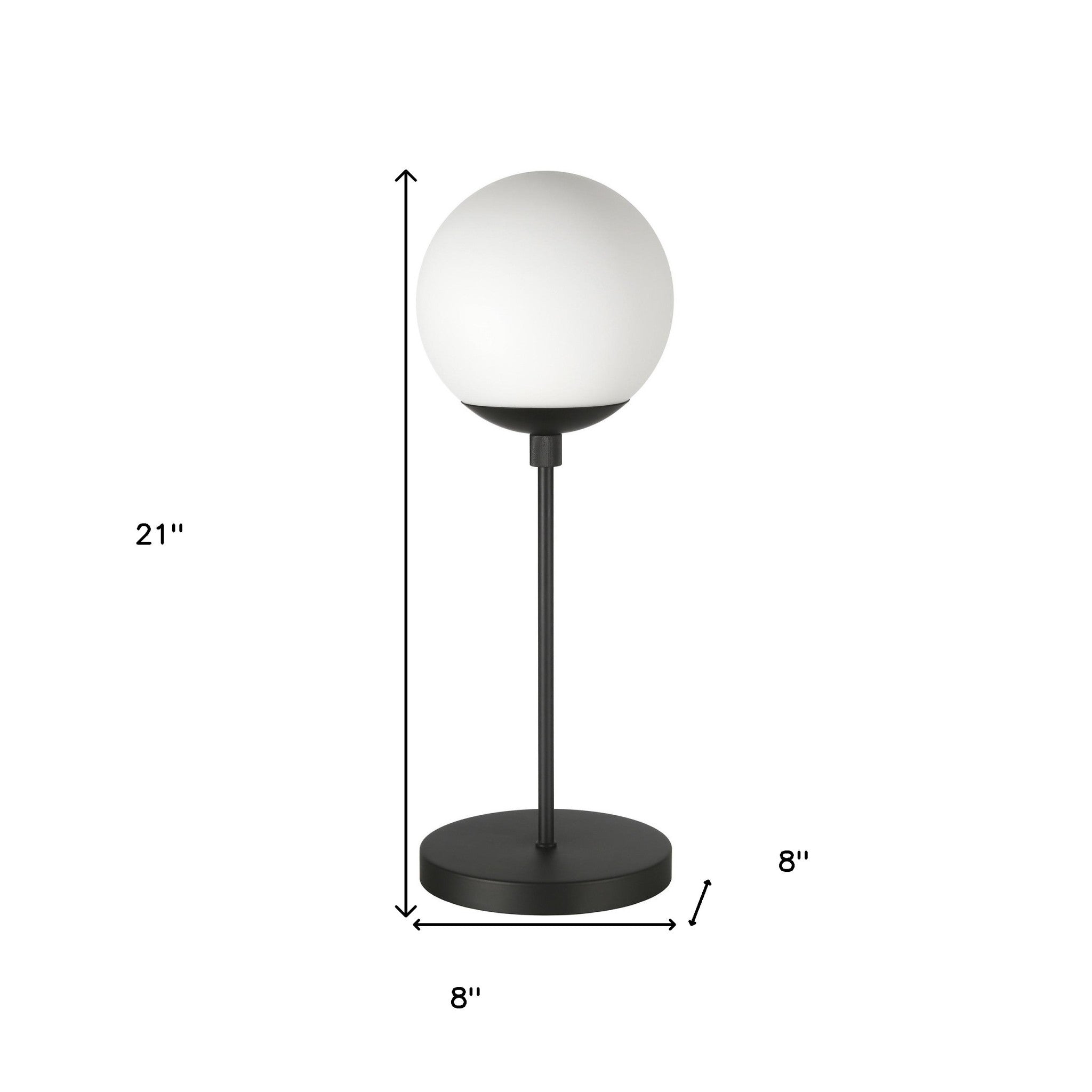 21" Black Metal Globe Table Lamp With Clear Globe Shade - Minihomy