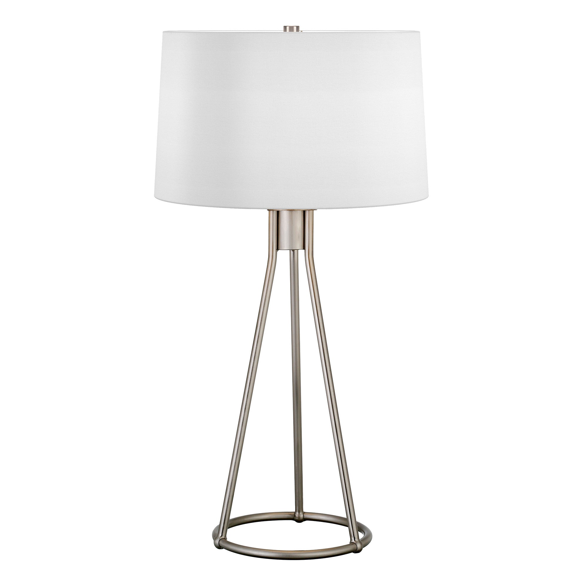 28" Nickel Metal Table Lamp With White Drum Shade - Minihomy