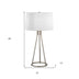 28" Nickel Metal Table Lamp With White Drum Shade - Minihomy