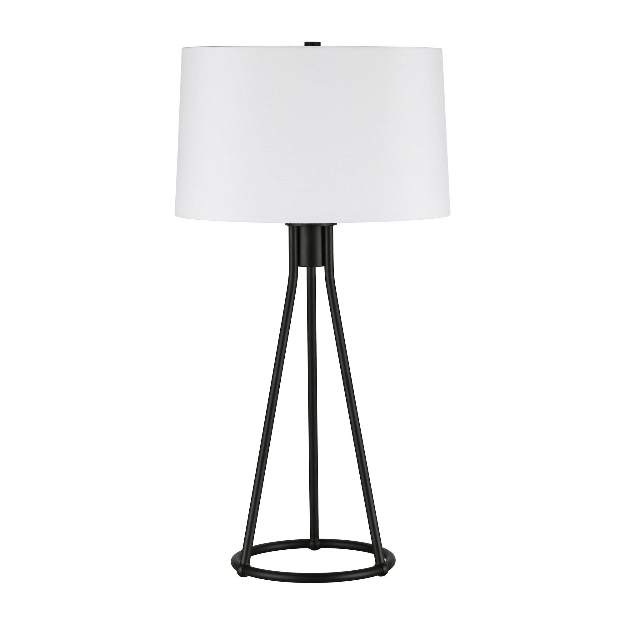 28" Black Metal Table Lamp With White Drum Shade - Minihomy