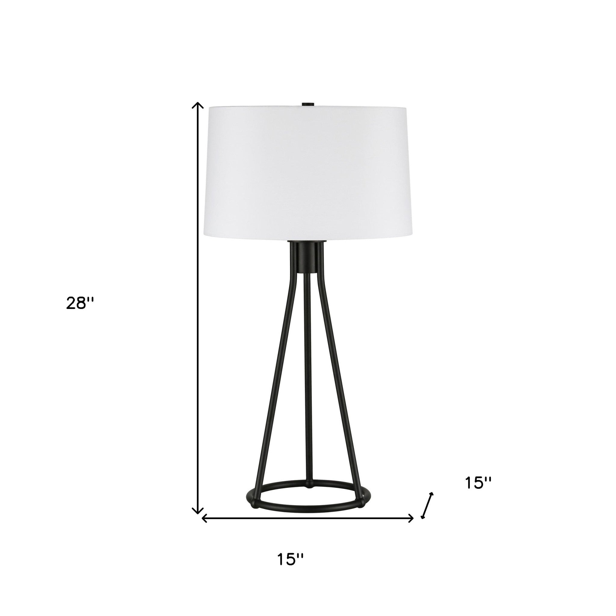 28" Black Metal Table Lamp With White Drum Shade - Minihomy