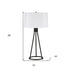 28" Black Metal Table Lamp With White Drum Shade - Minihomy