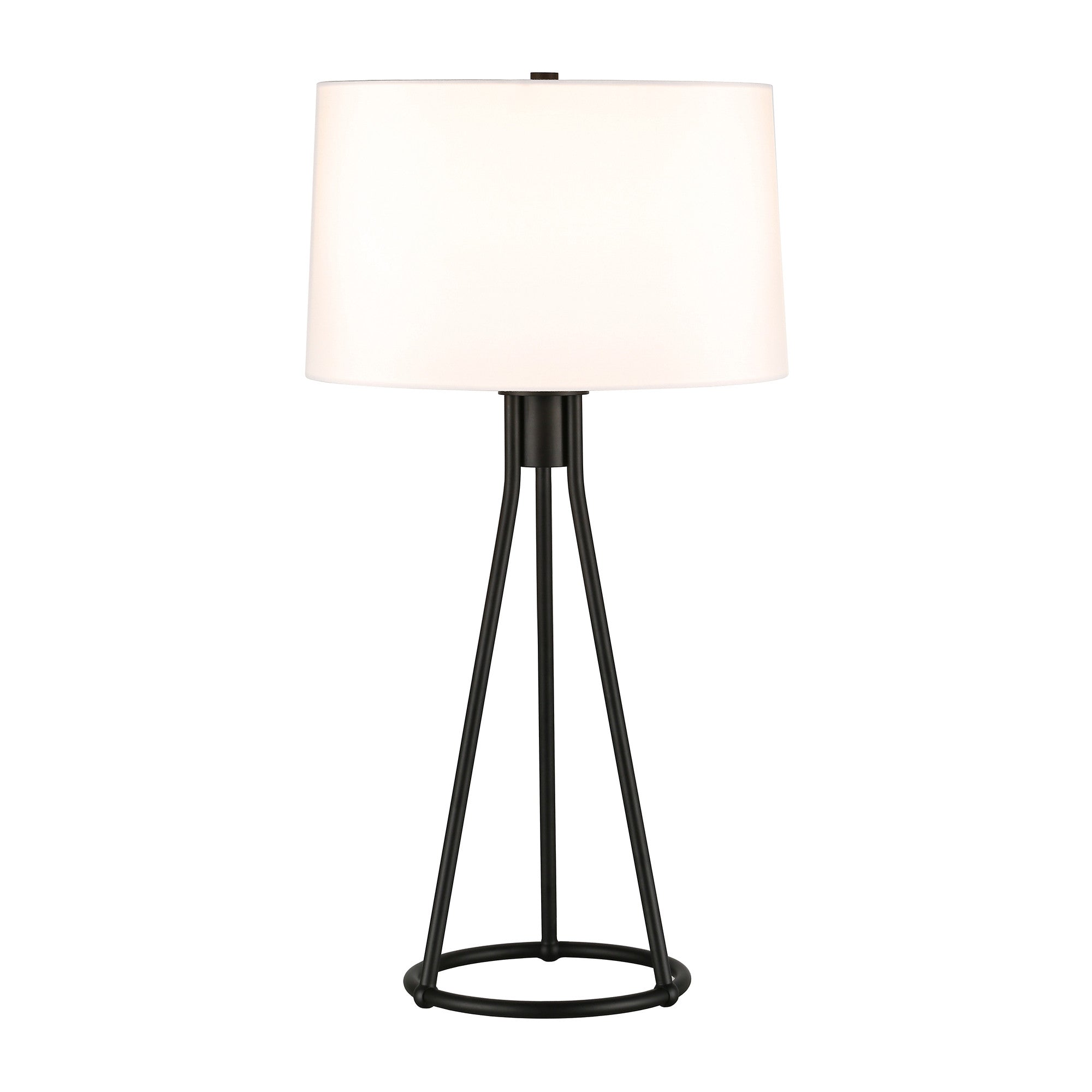 28" Black Metal Table Lamp With White Drum Shade - Minihomy