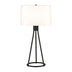 28" Black Metal Table Lamp With White Drum Shade - Minihomy