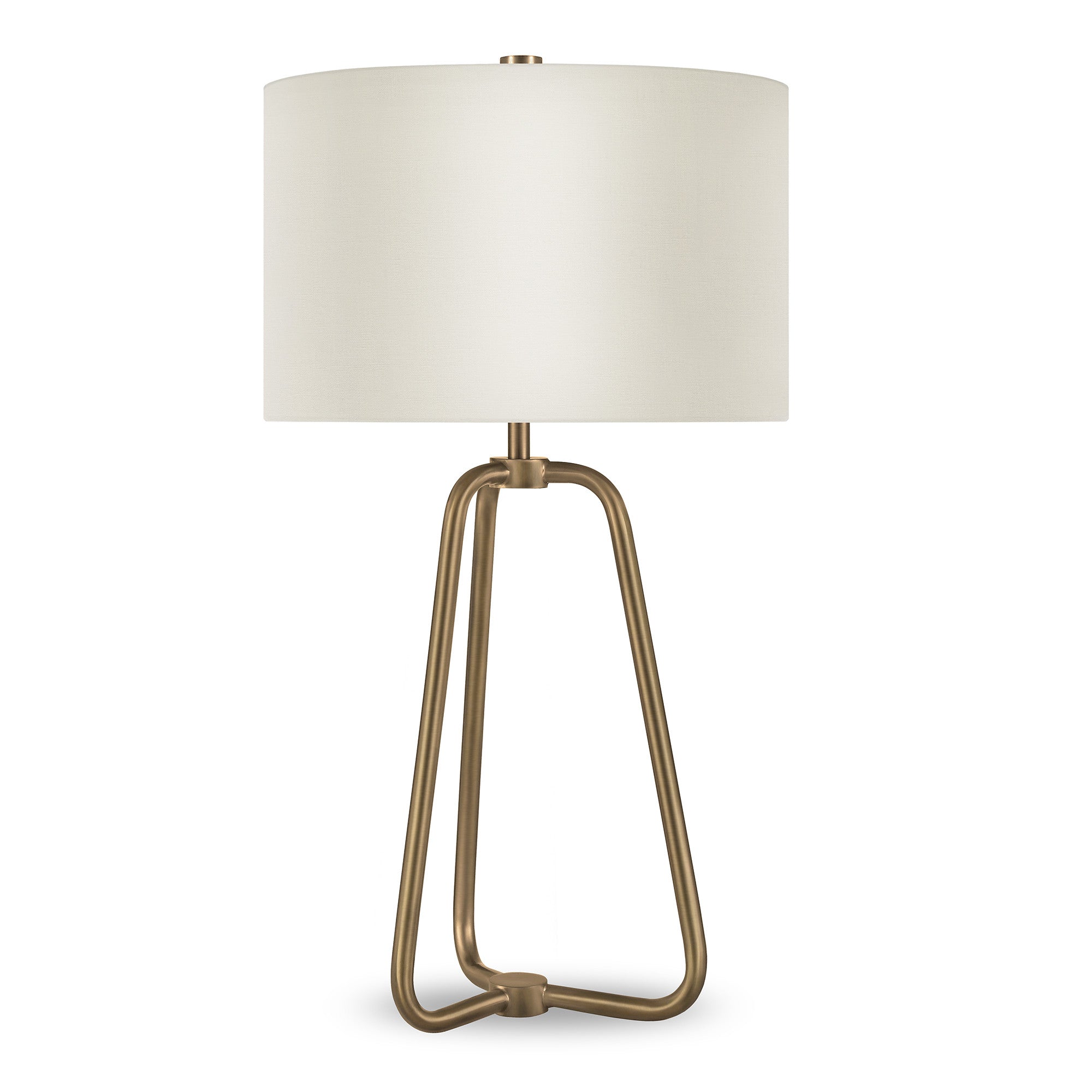 25" Brass Metal Table Lamp With White Drum Shade - Minihomy