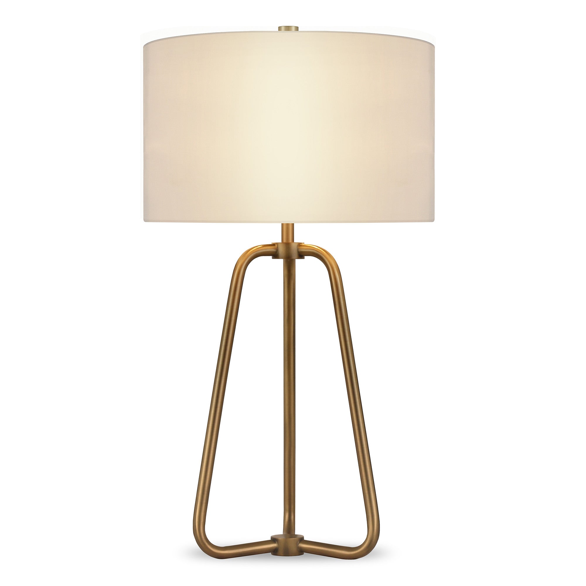 25" Brass Metal Table Lamp With White Drum Shade - Minihomy