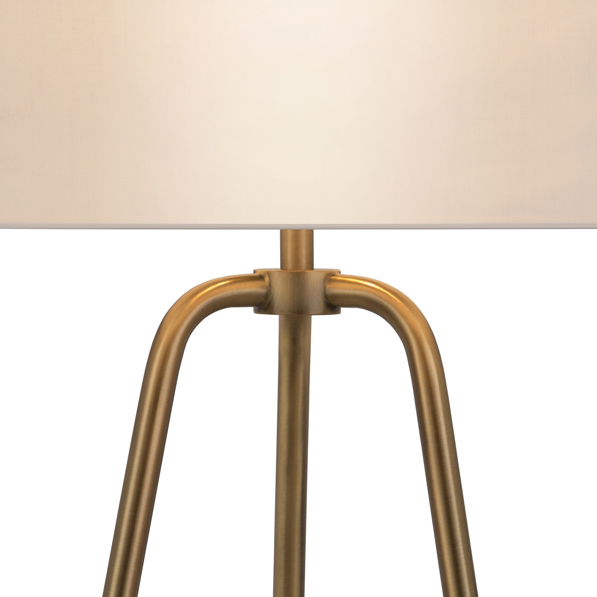 25" Brass Metal Table Lamp With White Drum Shade - Minihomy