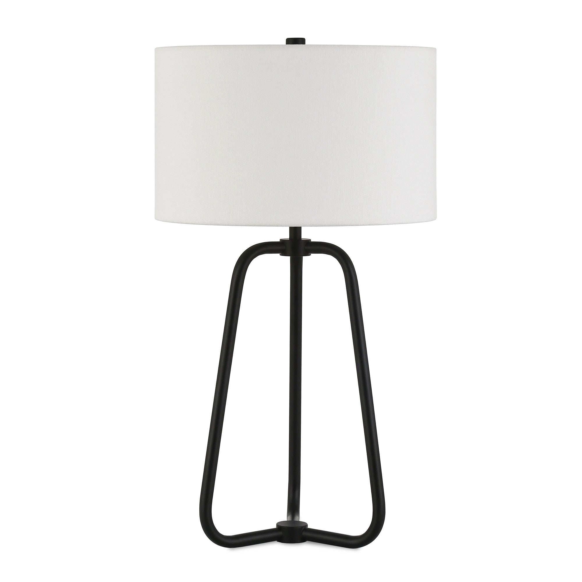 25" Black Metal Table Lamp With White Drum Shade - Minihomy