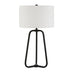 25" Black Metal Table Lamp With White Drum Shade - Minihomy