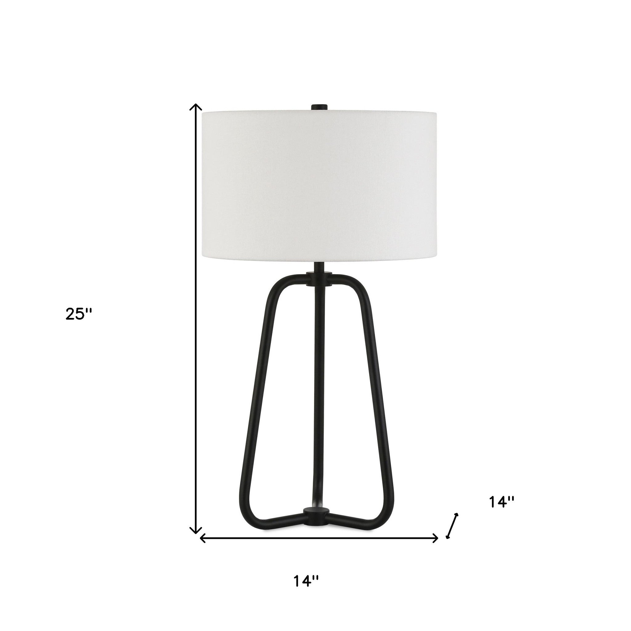 25" Black Metal Table Lamp With White Drum Shade - Minihomy