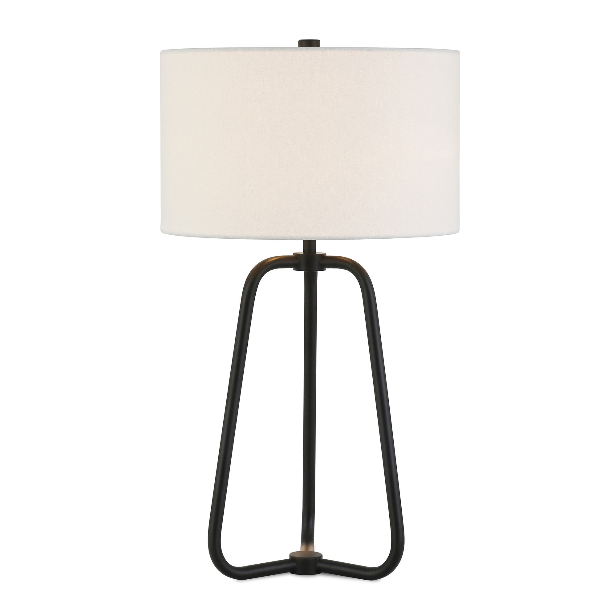 25" Black Metal Table Lamp With White Drum Shade - Minihomy