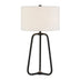 25" Black Metal Table Lamp With White Drum Shade - Minihomy