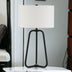 25" Black Metal Table Lamp With White Drum Shade - Minihomy