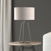 25" Nickel Metal Table Lamp With White Drum Shade - Minihomy