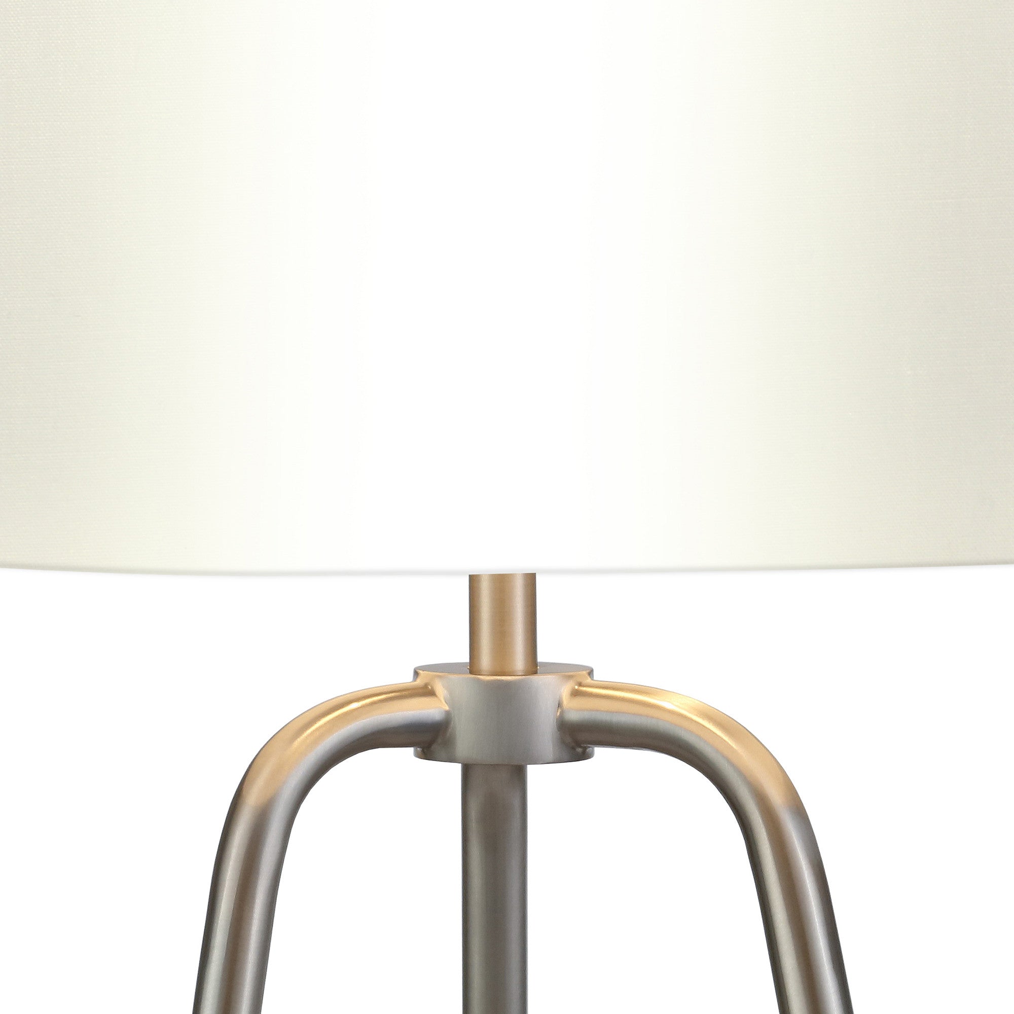 25" Nickel Metal Table Lamp With White Drum Shade - Minihomy