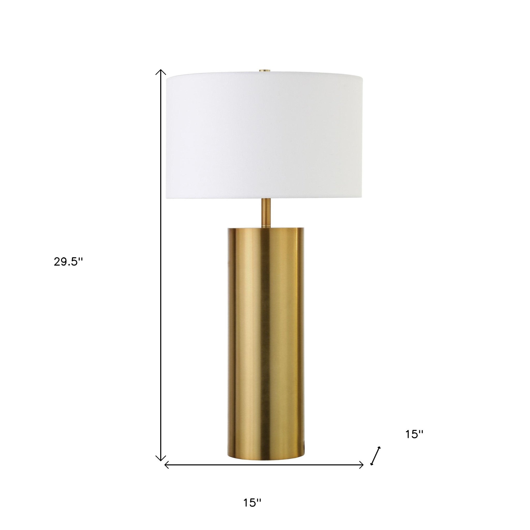 30" Brass Metal Table Lamp With White Drum Shade - Minihomy