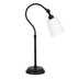 25" Black Metal Arched Table Lamp With White Drum Shade - Minihomy