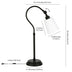 25" Black Metal Arched Table Lamp With White Drum Shade - Minihomy