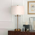 28" Brass Glass Table Lamp With White Drum Shade - Minihomy