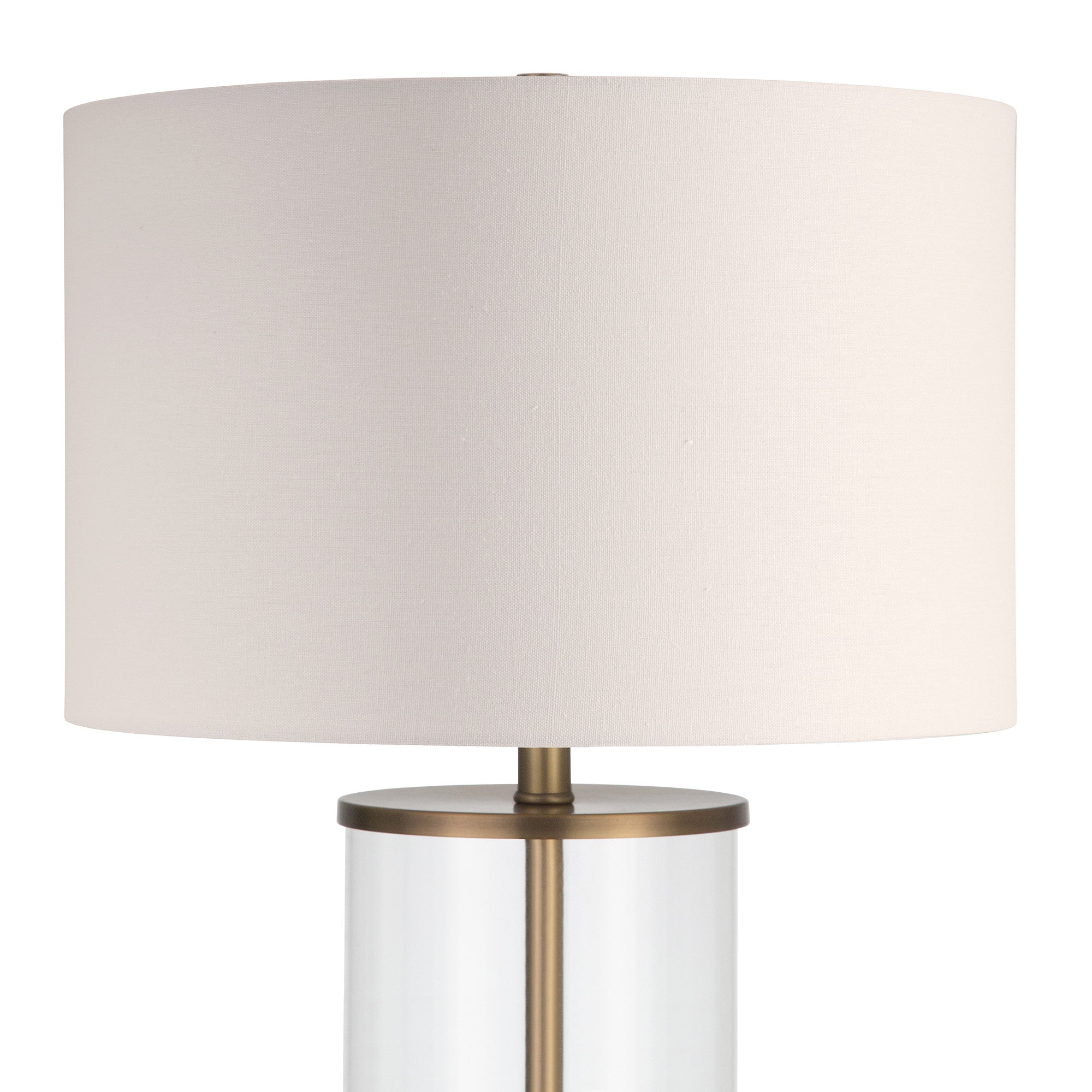 28" Brass Glass Table Lamp With White Drum Shade - Minihomy