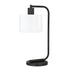 20" Black and White Metal Arched Table Lamp With White Drum Shade - Minihomy