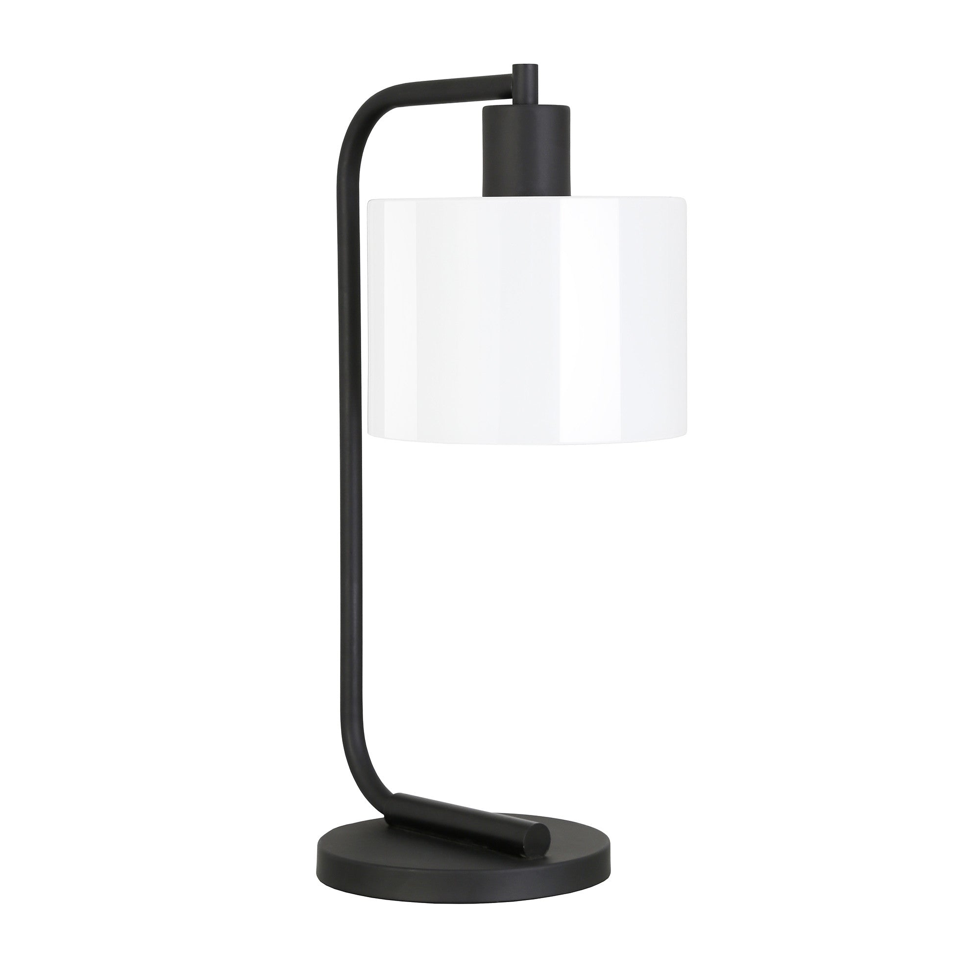 20" Black and White Metal Arched Table Lamp With White Drum Shade - Minihomy