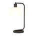 20" Black and White Metal Arched Table Lamp With White Drum Shade - Minihomy