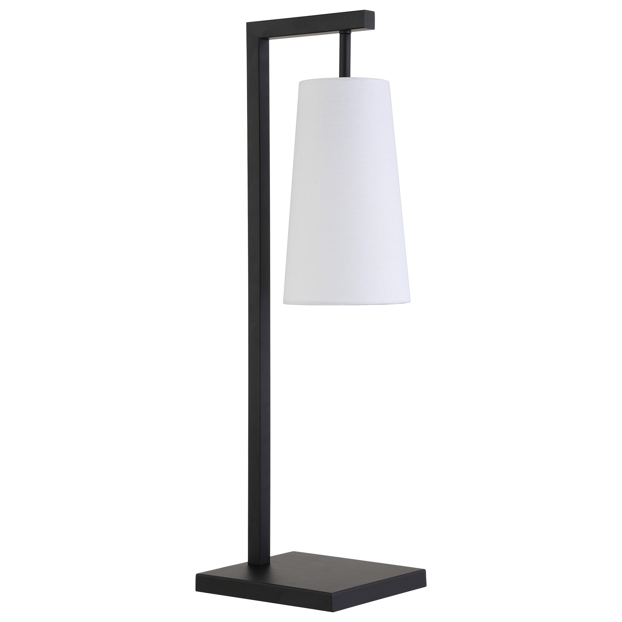 26" Black Metal Desk Table Lamp With White Cone Shade - Minihomy